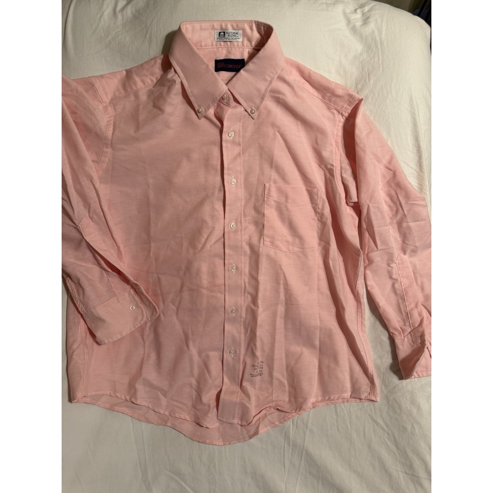 Men's Vintage Pink Xl Made In Usa Fifth Avenue Long Sleeve Button up 17 X33